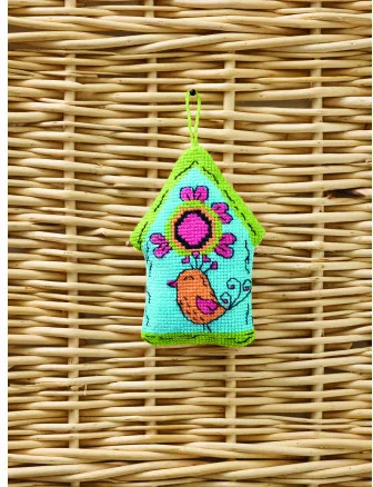 Permin Broderikit Fuglehus blåt 7x9cm