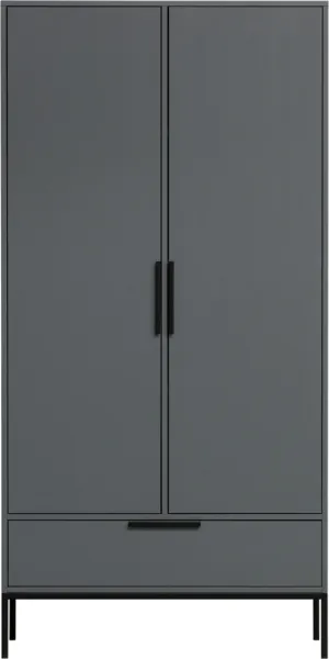 Adam, Highboard, To-dørs, grå, H200x53x100 cm, fyrretræ